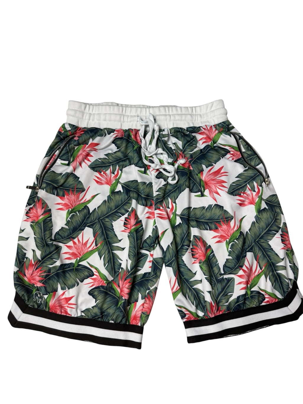 American Stitch Shorts Vibrant Tropical Plant Palm Leaf Print Hoop Shorts